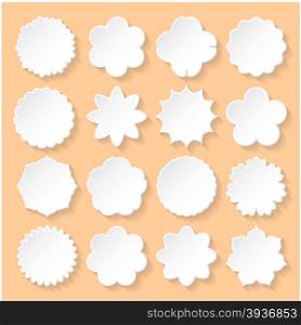 Set of White Paper Floral Frames on a Beige Background. Vector illustration.