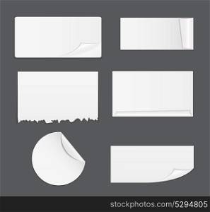 Set of White Paper Stickers Isolated on White Background. Vector illustration. EPS10. Set of White Paper Stickers Isolated on White Background. Vecto