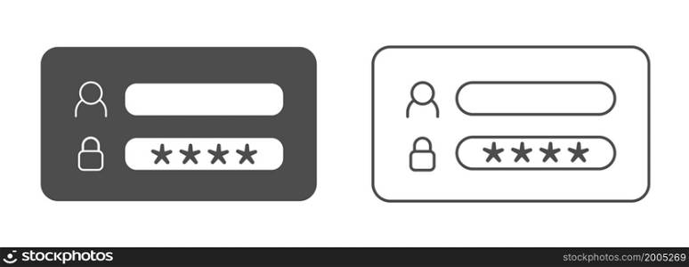 set of window icons for logging in to a system, website, or application. Flat style