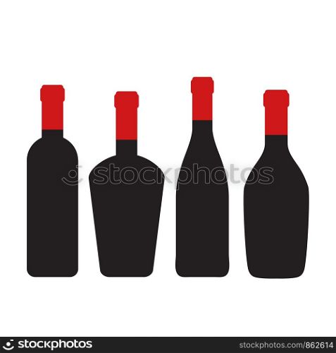 Set of wine bottles for design on white, stock vector illustration