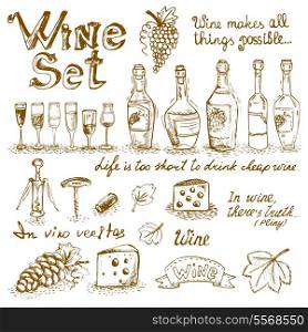 Set of wine elements for design vector illustration