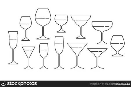set of wine glass vector illustration