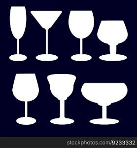 Set of wineglasses simple white shape