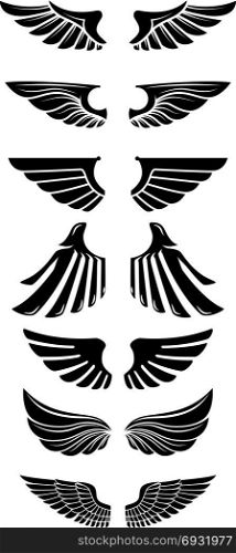 Set of wings icons. Design elements for logo, label, emblem, sign. Vector illustration