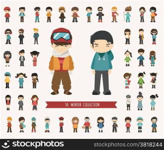 Set of winter collection character , eps10 vector format