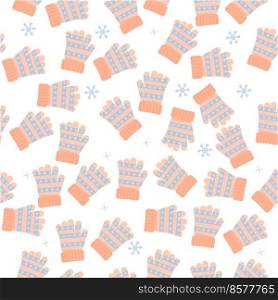Set of winter mittens and gloves seamless pattern. Warm mittens. Winter accessories.. Set of winter mittens and gloves seamless pattern. Warm mittens. Winter accessories