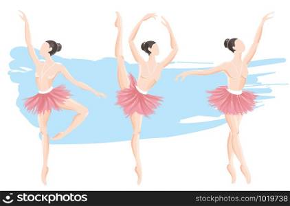 set of woman ballerina, ballet logo icon for ballet school dance studio vector illustration