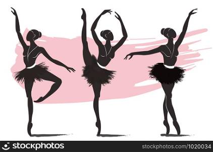 set of woman ballerina, ballet logo icon for ballet school dance studio vector illustration