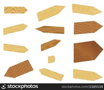 Set of wooden vector blank arrows for your text