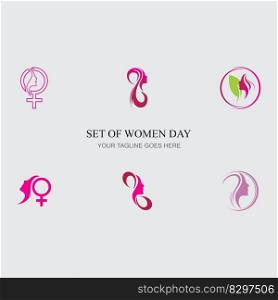 set of word international happy women day logo illustration design on gray back ground