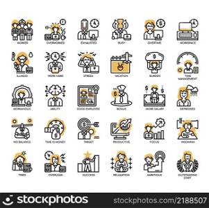 Set of Workaholic thin line icons for any web and app project.