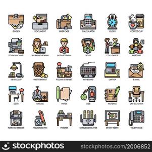Set of workplace thin line icons for any web and app project.