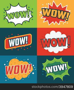 "Set of "Wow!" Comic Text. Vector illustration"