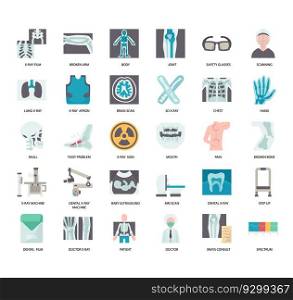 Set of X-Ray thin line icons for any web and app project.