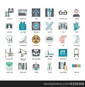 Set of X-Ray thin line icons for any web and app project.