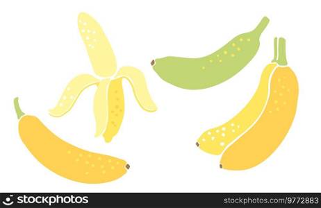 Set of yellow bananas. Decorative stylized fruits.. Set of yellow bananas. Decorative fruits.