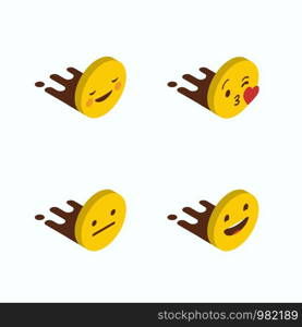 Set of Yellow emojis design vector