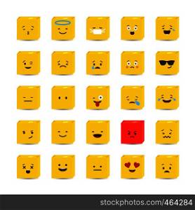 Set of Yellow square emojis design vector