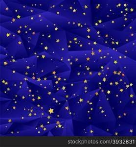 Set of Yellow Stars Isolated on Blue Polygonal Background. Stars Background.. Set of Yellow Stars. Stars Background.