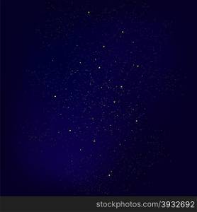 Set of Yellow Stars Isolated on Blue Sky Background. Stars Background. Milky Way. Set of Yellow Stars