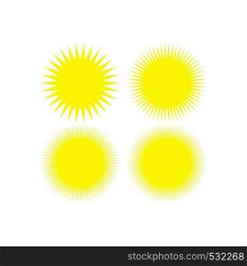 Set of yellow Sun Icons. Vector Illustration.. Set of yellow Sun Icons. Vector Illustration