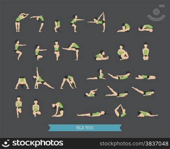 Set of yoga poses , eps10 vector format