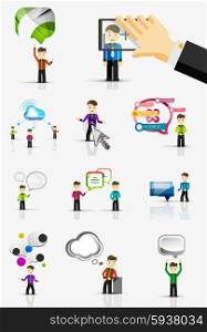 Set of young businessmen with speech bubbles. Set of young businessmen with speech bubbles. Vector illustration