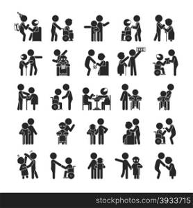 Set of young volunteer character , Human pictogram Icons , eps10 vector format