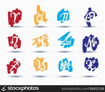 Set of zodiac signs