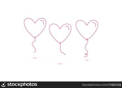 Set ofHearts balloon isolated single linear icon for websites and mobile minimalistic flat design. Set ofHearts balloon isolated single linear icon for websites and mobile minimalistic flat design.