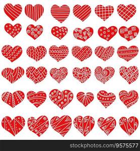 Set ornate doodles valentines with patterns vector image