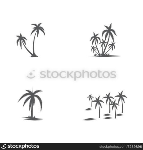 Set Palm tree summer logo template vector illustration