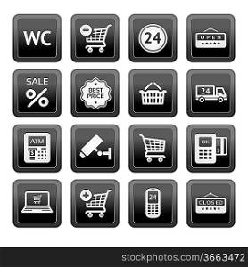 Set pictograms supermarket services, Shopping Icons
