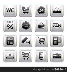 Set pictograms supermarket services, Shopping Icons.