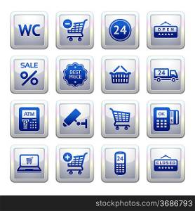 Set pictograms supermarket services, Shopping symbols