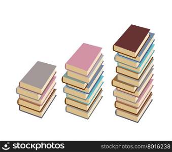 Set pile of books on a white background. Vector illustration&#xA;