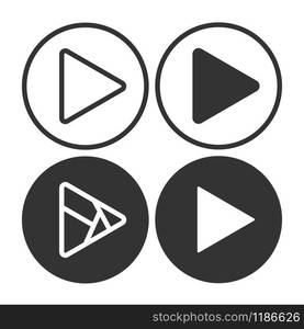 Set play button icons. Music and video forward click shape symbol. Push arrow start player media. EPS 10 Vector illustration