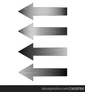 Set pointing arrows, striped texture arrow path direction