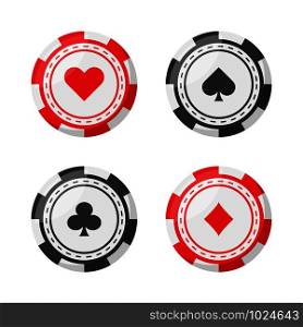 set poker chip in flat style, vector isolated. set poker chip in flat style, vector