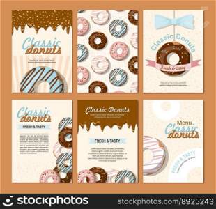 Set posters template with donuts vector image