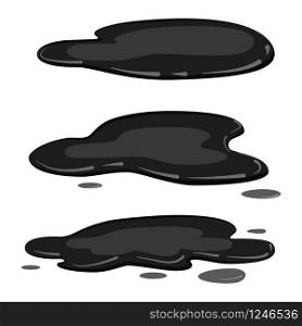 Set puddle, black colour, liquid vector cartoon style. Set puddle, black colour, liquid, vector, cartoon style, isolated, illustration, on a white background