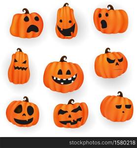 Set pumpkins of Halloween Collection Scary and funny