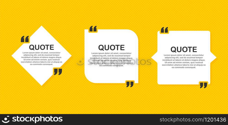 Set Quote frames. Blank template with print information design quotes. Blank template quote. Vector stock illustration. Set Quote frames. Blank template with print information design quotes. Blank template quote. Vector stock illustration.