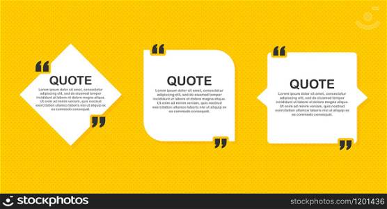 Set Quote frames. Blank template with print information design quotes. Blank template quote. Vector stock illustration. Set Quote frames. Blank template with print information design quotes. Blank template quote. Vector stock illustration.