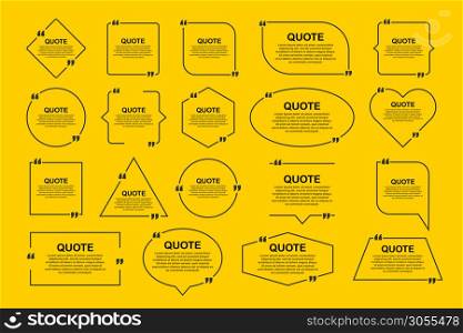 Set Quote frames. Blank template with print information design quotes. Vector stock illustration. Set Quote frames. Blank template with print information design quotes. Vector stock illustration.
