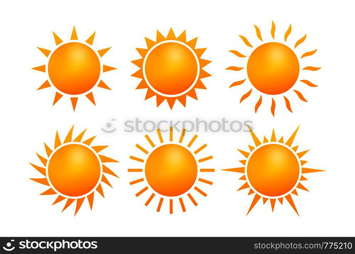 Set Realistic sun icon for weather design on white background. Vector illustration.. Set Realistic sun icon for weather design on white background. Vector stock illustration.