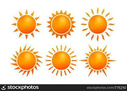 Set Realistic sun icon for weather design on white background. Vector illustration.. Set Realistic sun icon for weather design on white background. Vector stock illustration.