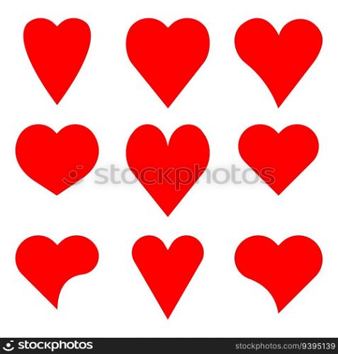 Set red hearts icons. Vector illustration. EPS 10. stock image.. Set red hearts icons. Vector illustration. EPS 10.