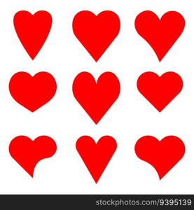 Set red hearts icons. Vector illustration. EPS 10. stock image.. Set red hearts icons. Vector illustration. EPS 10.