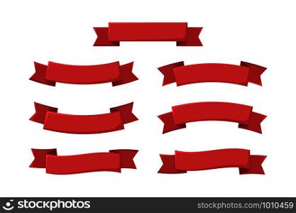 set red ribbons in flat style, vector illustration. set red ribbons in flat style, vector